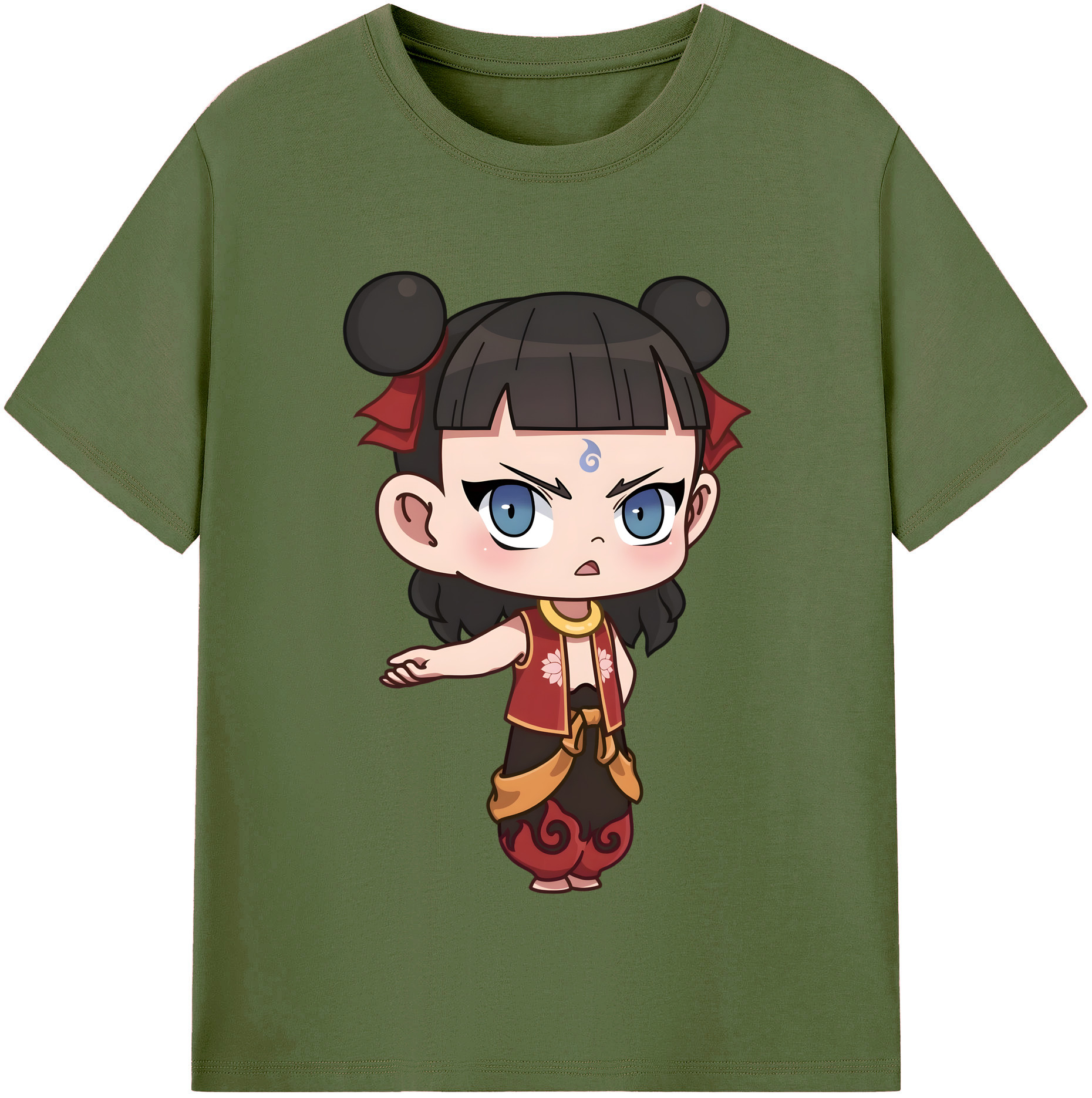 （画像用） Ne Zha 2 ナタ 魔童の大暴れ 綿100％半袖Tシャツ（フロントプリント）
